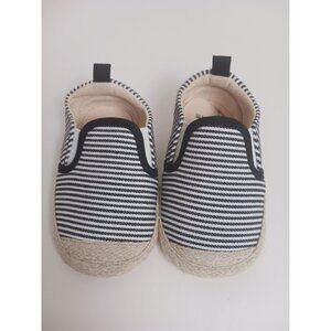 ddBBRw Black Striped Beige Slip-On Infant Girl Shoe Size 12-18mths
